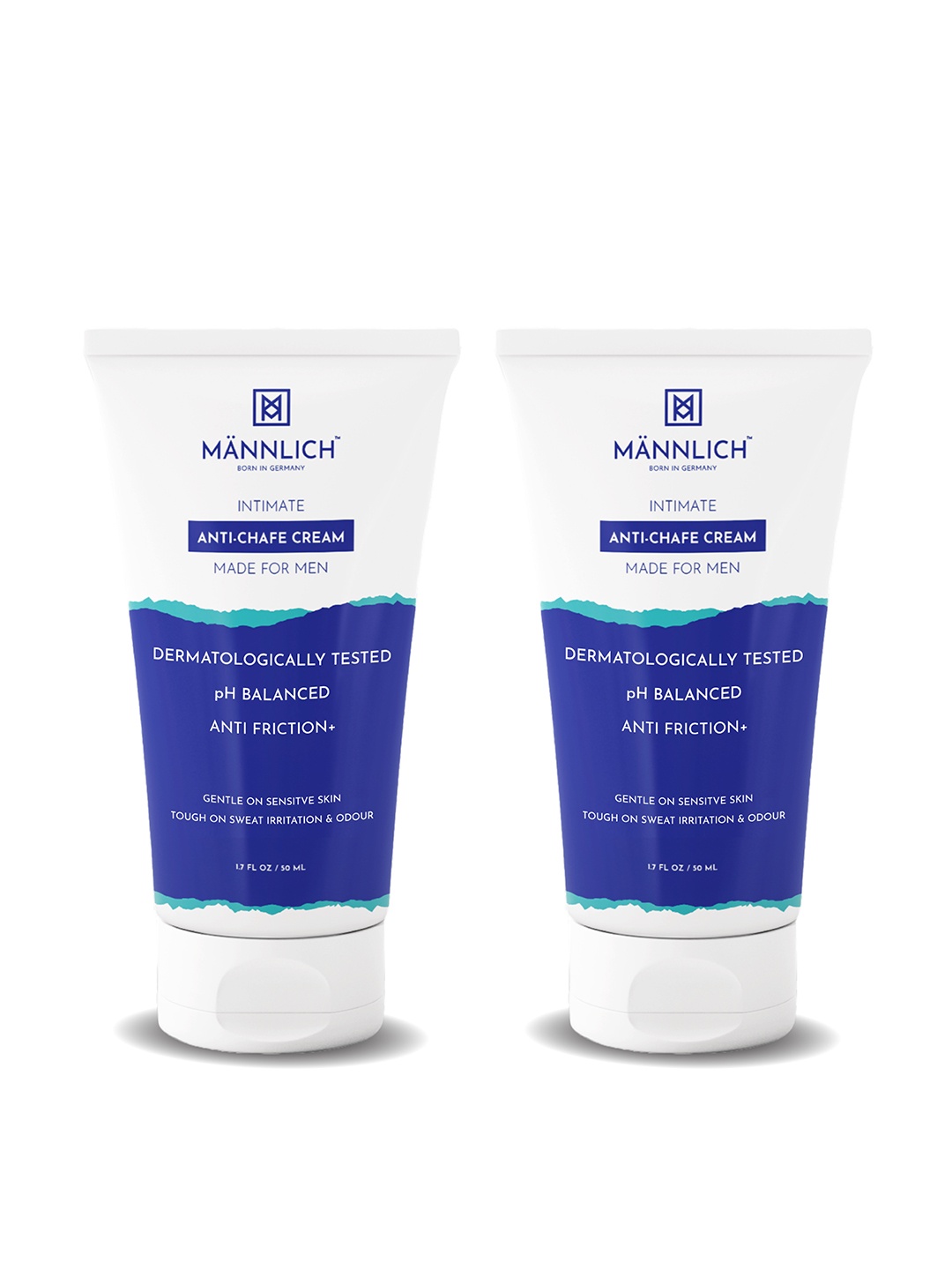 

Mannlich Men Pack Of 2 Intimate Anti-Chafing Anti Rash Cream 50 ml Each, Blue