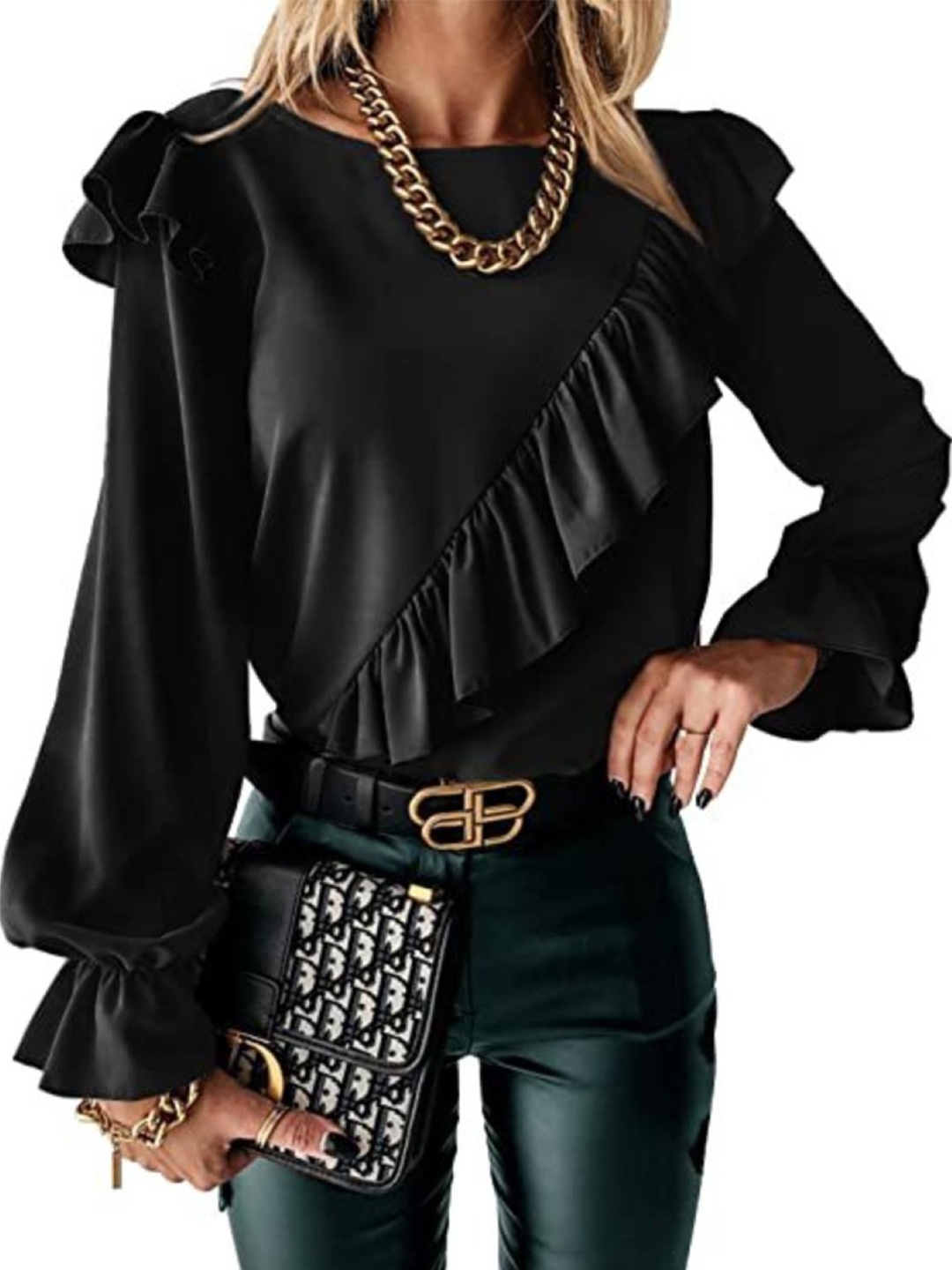 

HERE&NOW Bell Sleeve Top, Black
