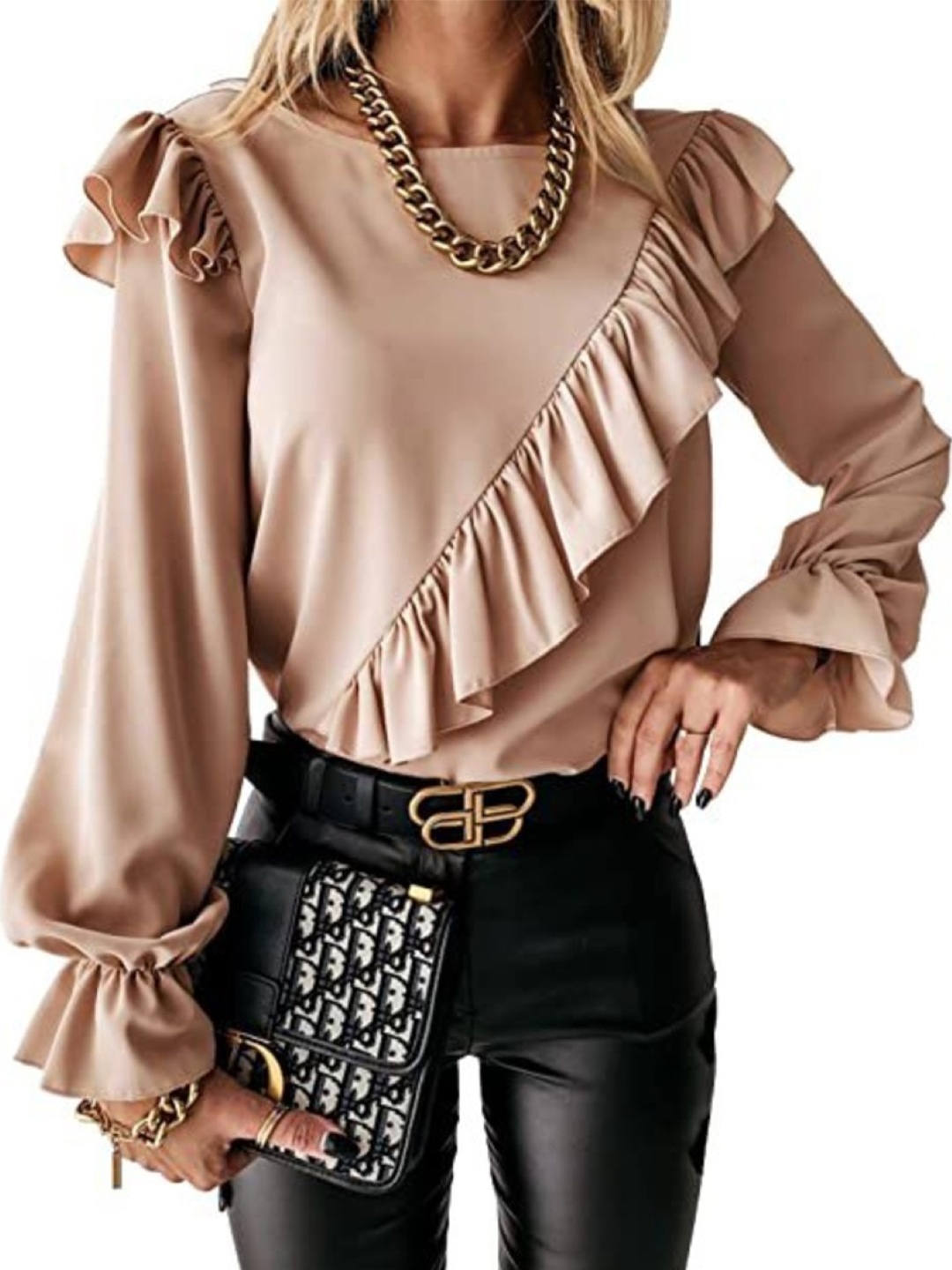 

HERE&NOW Bell Sleeve Top, Beige