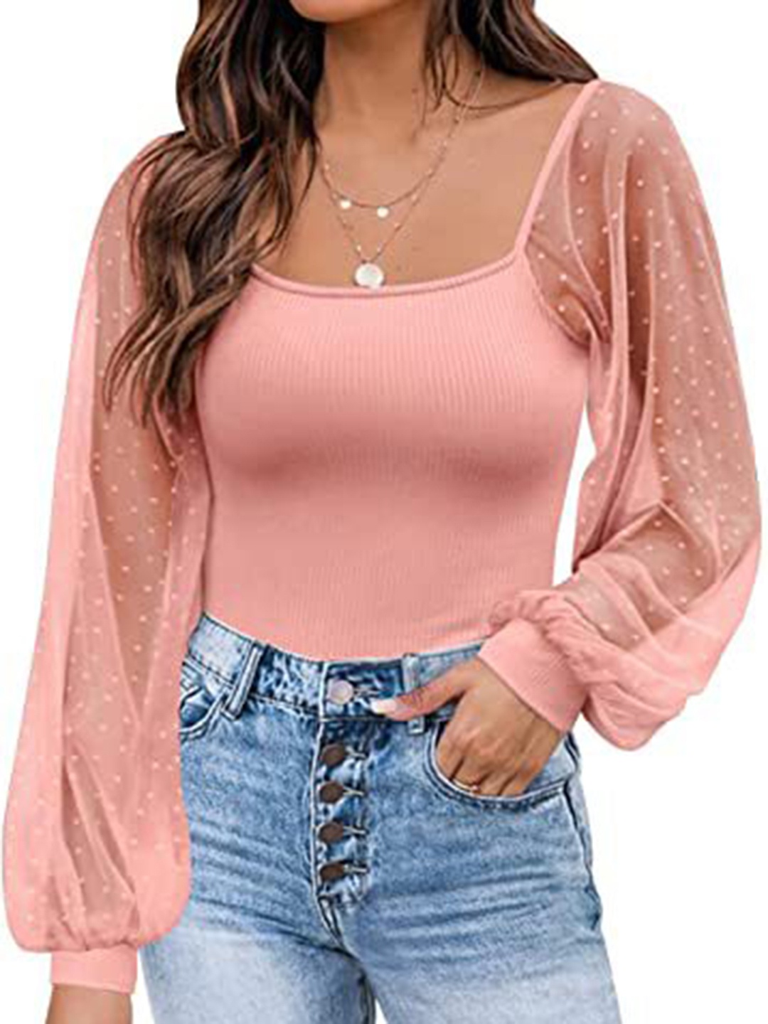 

HERE&NOW Cotton Round Neck Top, Pink