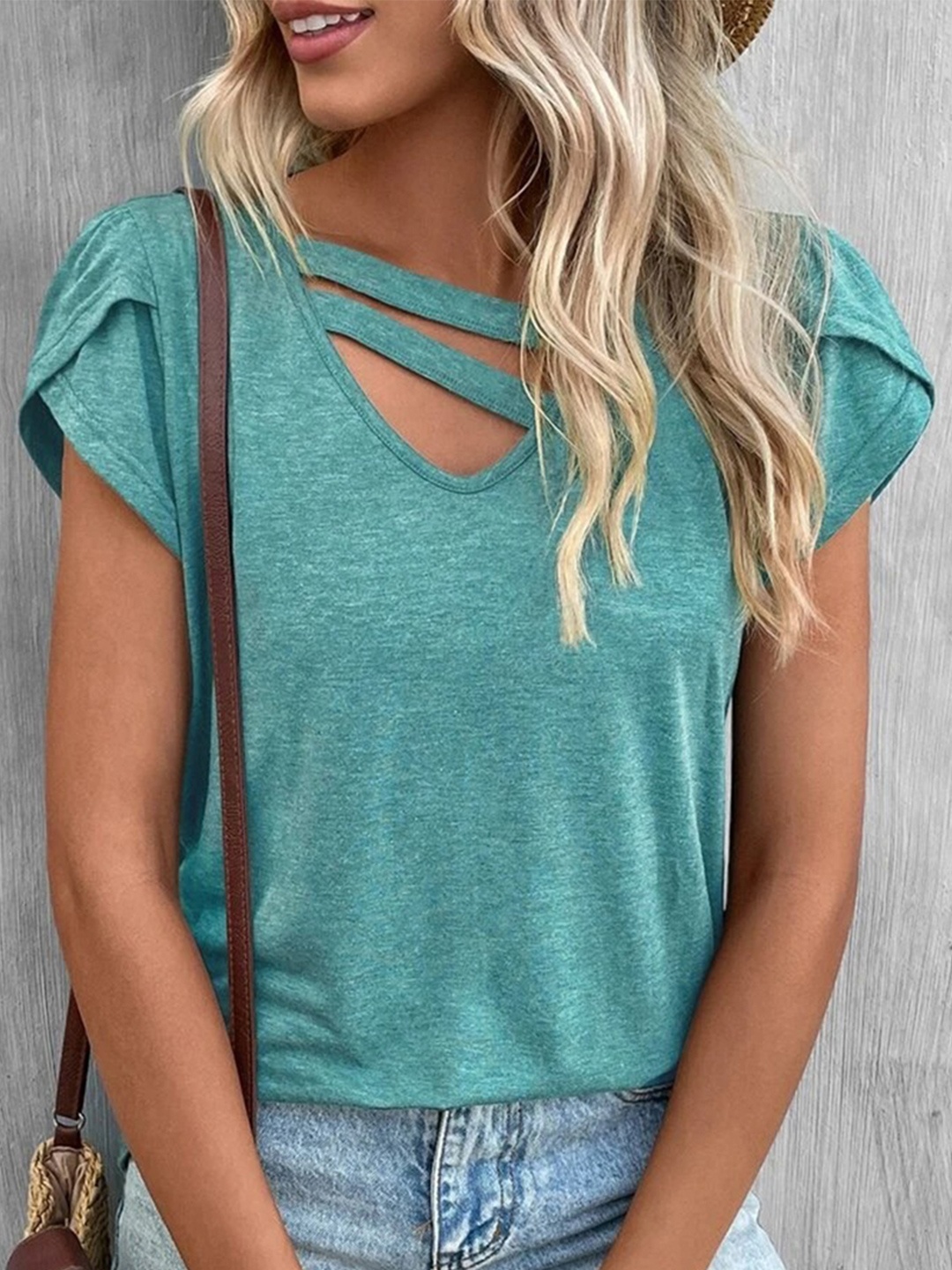 

HERE&NOW Extended Sleeves Cotton Top, Blue