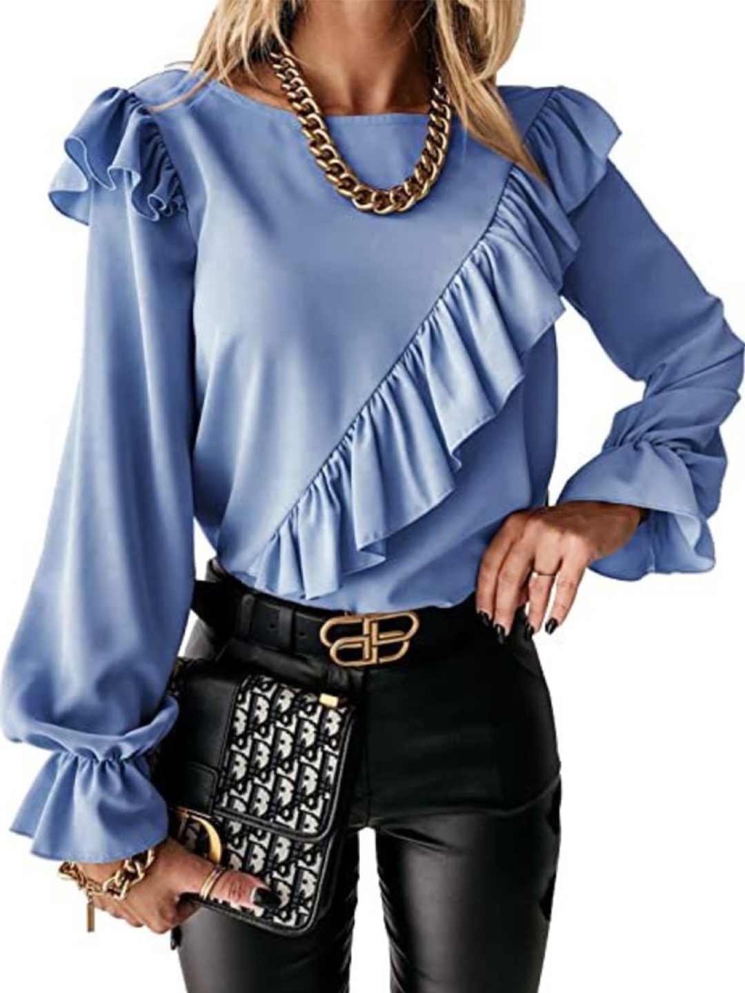 

HERE&NOW Bell Sleeve Top, Blue