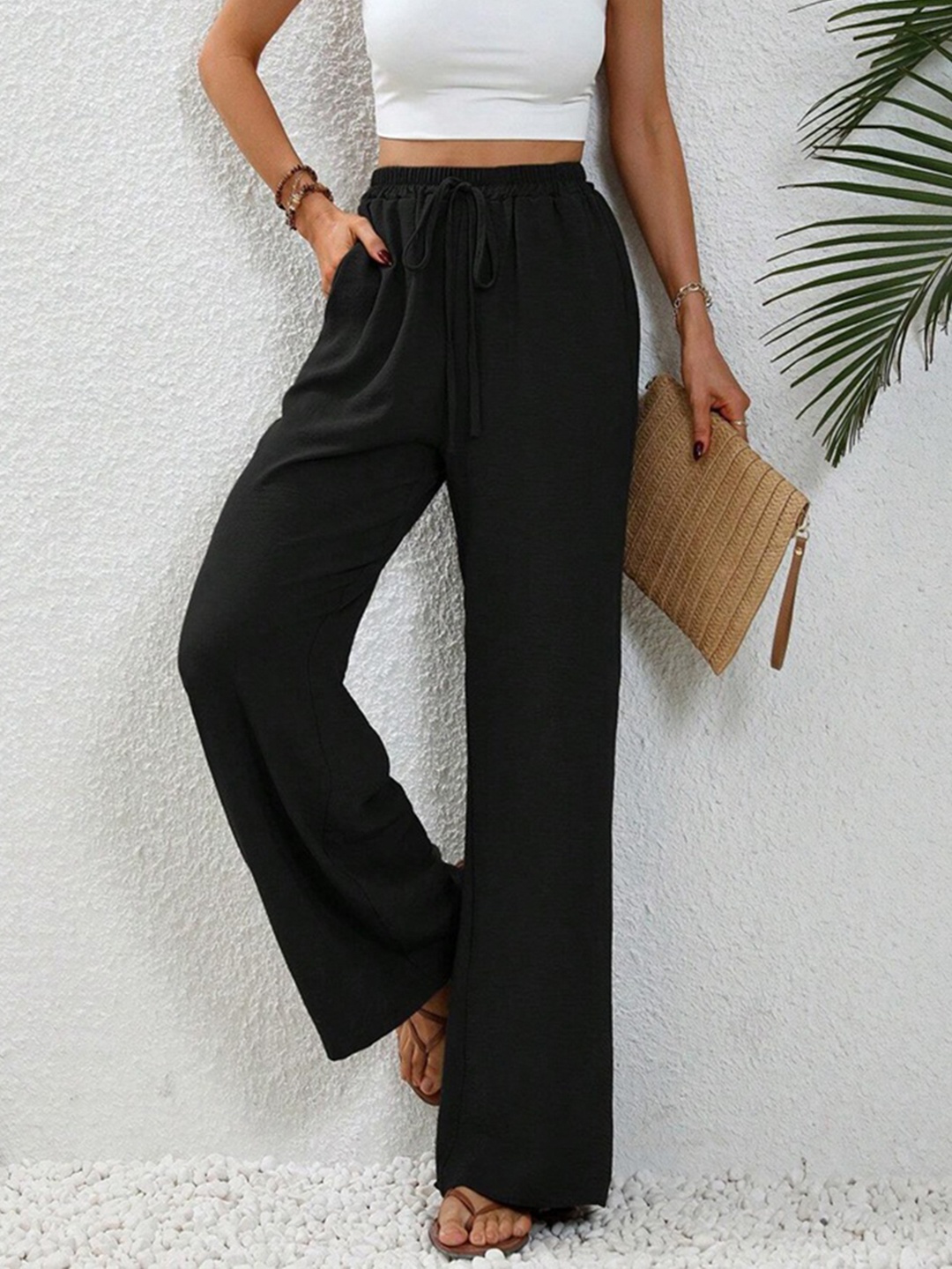 

HERE&NOW Women Straight Palazzos, Black