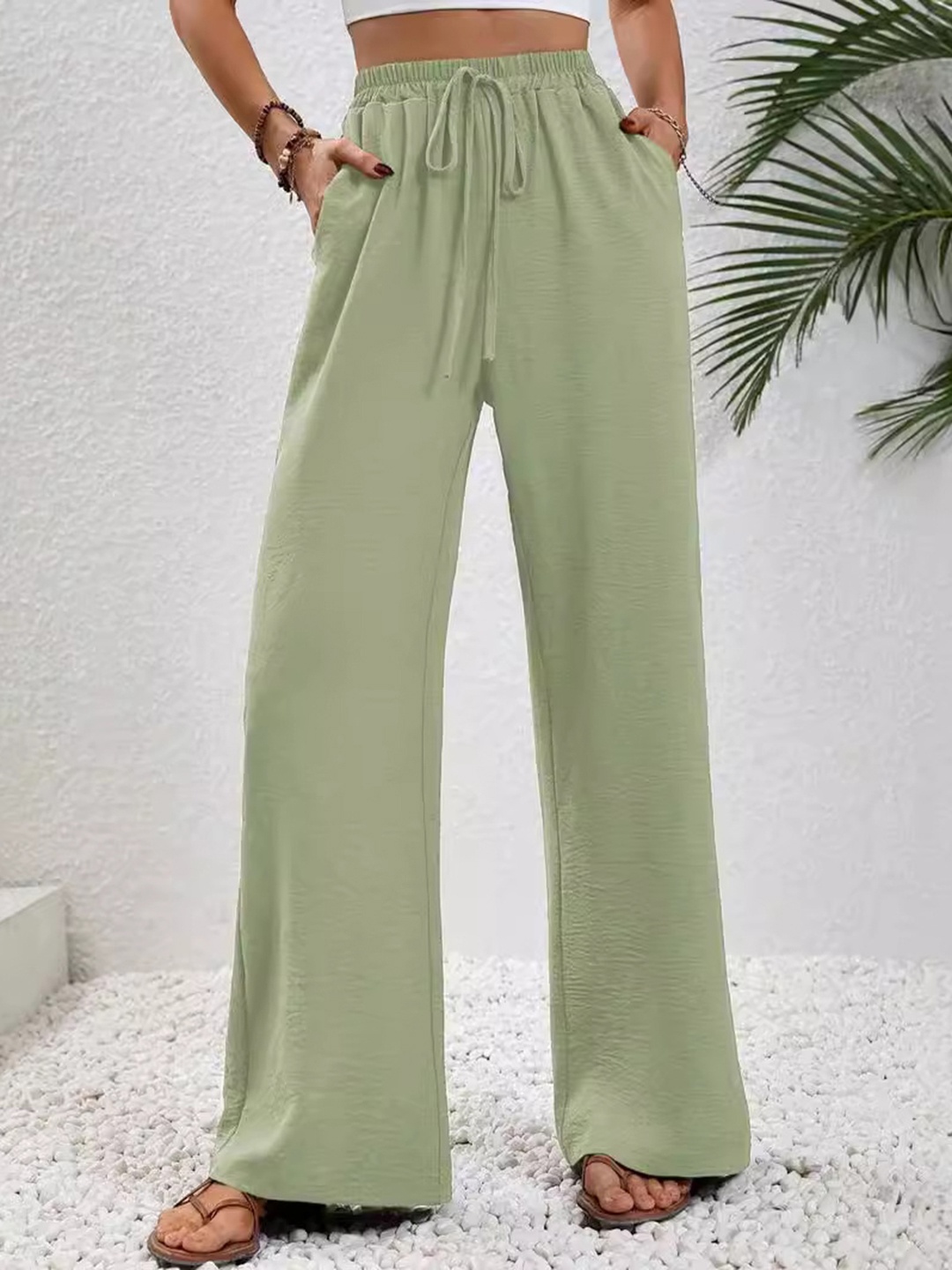 

HERE&NOW Women Straight Palazzos, Olive