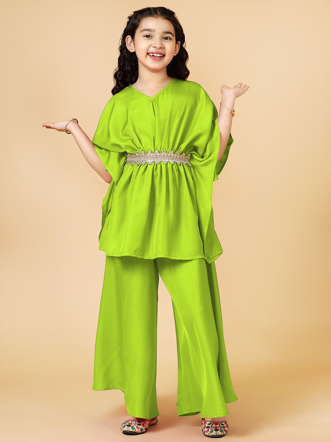 

A.T.U.N. Girls Top with Palazzos, Lime green