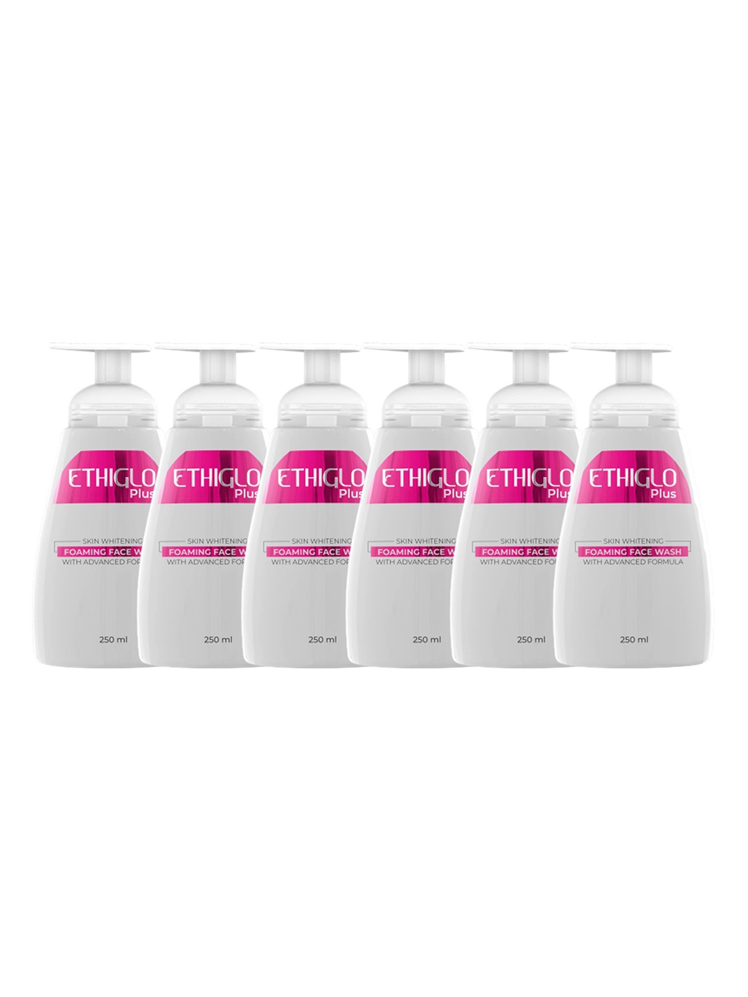 

ETHIGLO Set Of 6 Plus Foaming Face Wash - 250 ml Each, Transparent