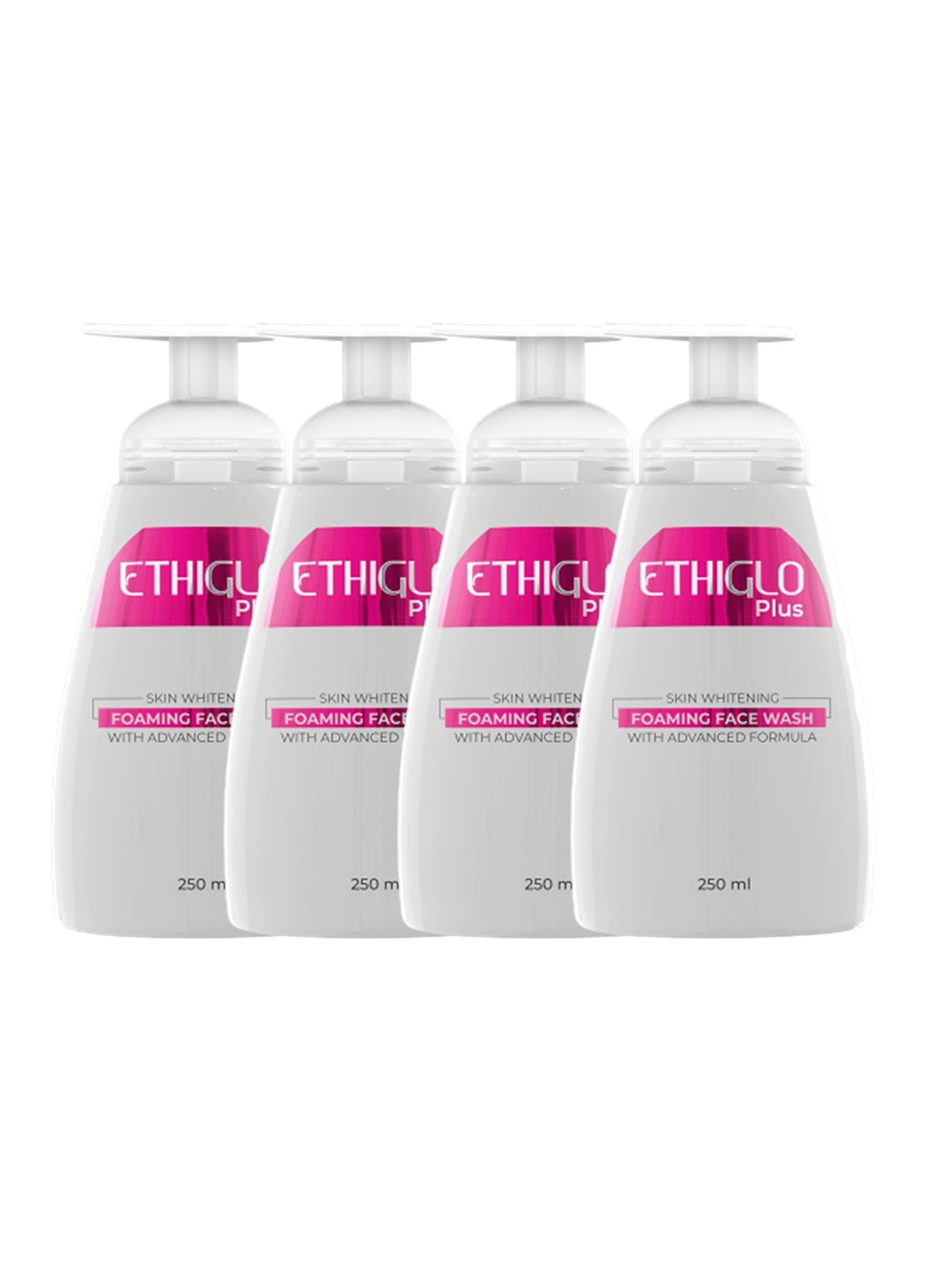 

ETHIGLO Plus Set Of 4 Skin Brightening Foaming Face Wash 250 ml each, Transparent