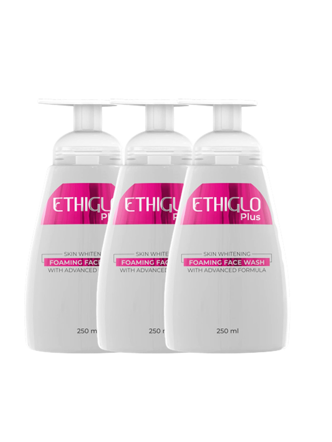

ETHIGLO Set Of 3 Plus Foaming Face Wash 250 ml Each, Transparent