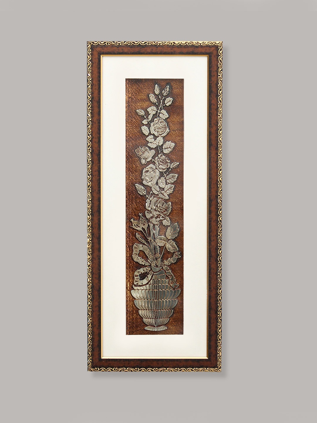 

SHREE KALA HOME DECOR Brown & White 1 Piece Synthetic Wood Floral and Botanical Wall Paintings