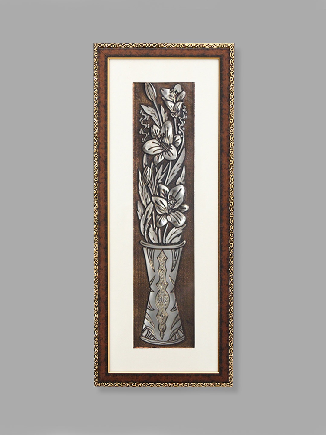 SHREE KALA HOME DECOR Brown & White 1 Piece Synthetic Wood Floral and Botanical Wall Paintings