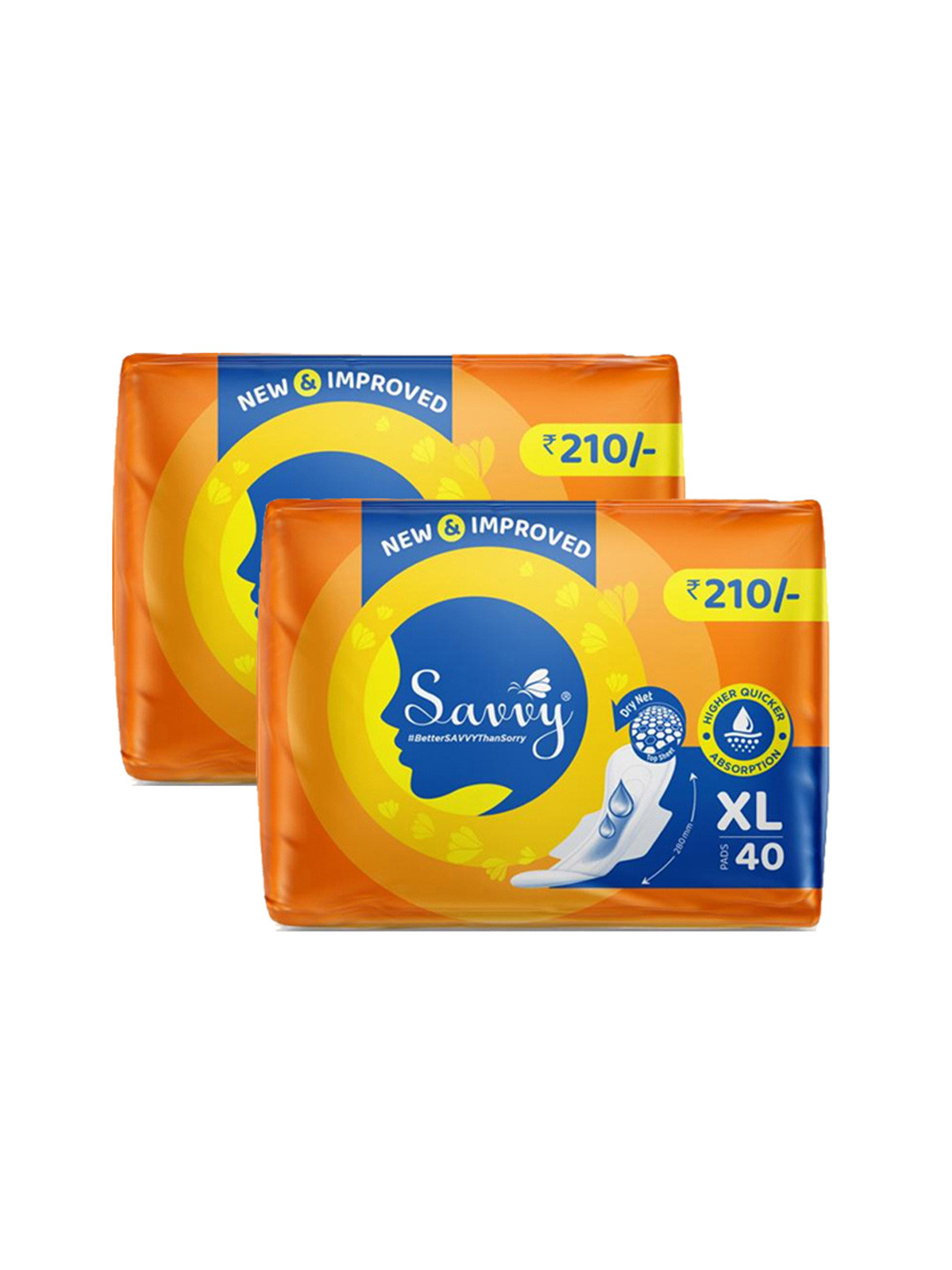 

Savvy Set Of 2 Heavy Flow Maxi XL Sanitary Pads 40 Pads Each, White