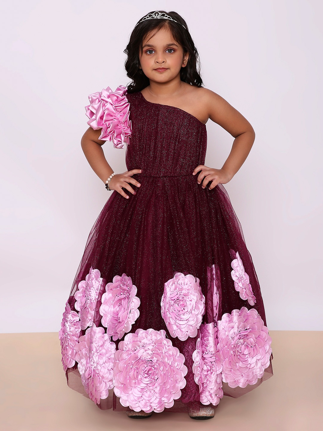 

KID1 Girls Floral Printed Fit & Flare Maxi Dress, Maroon
