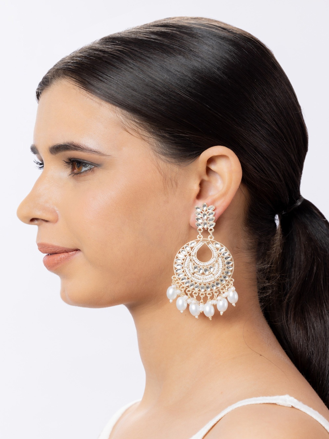

Niscka Contemporary Chandbalis Earrings, White