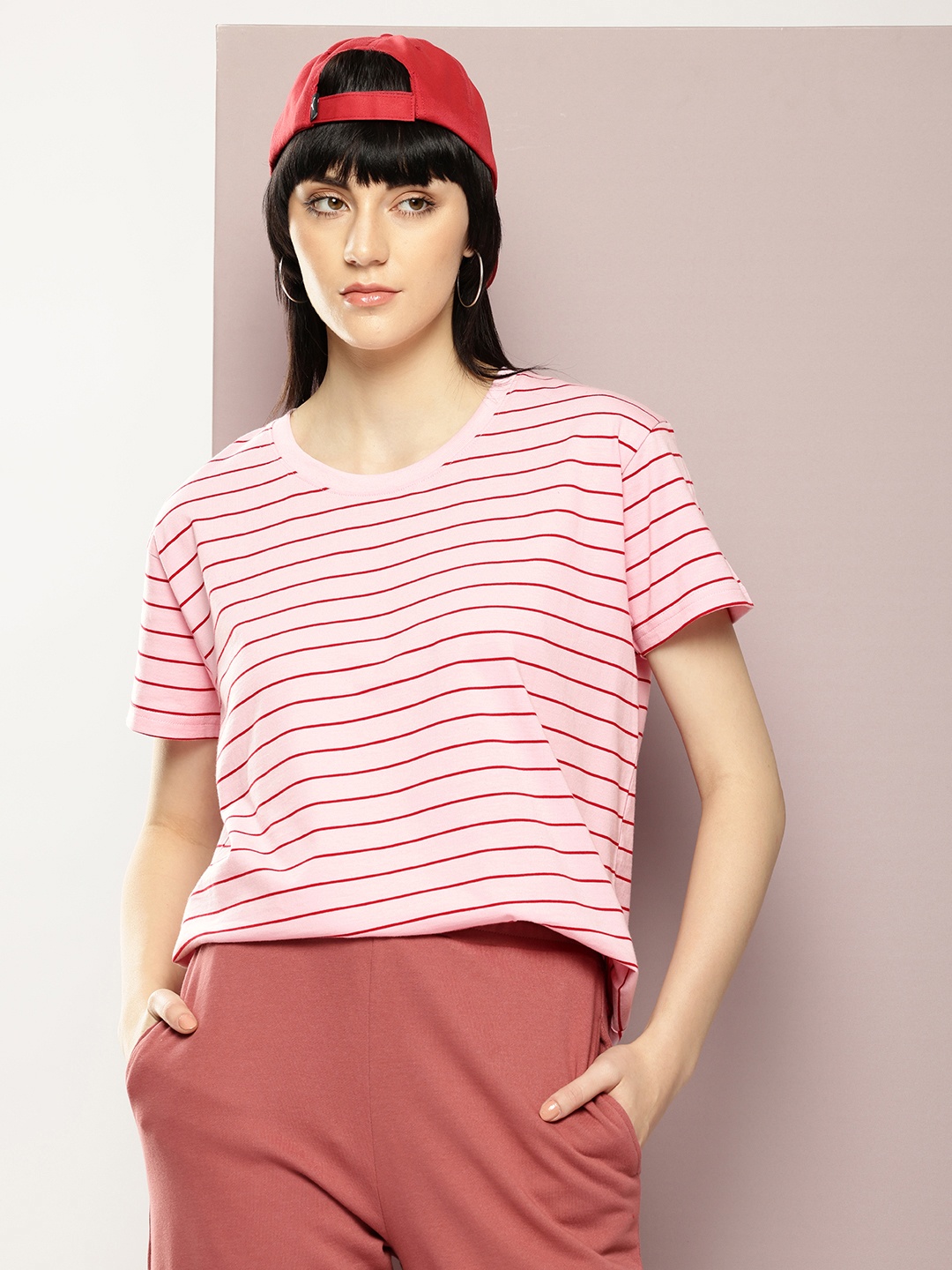 

Dillinger Women Yarn Dyed Boxy T Shirt, Pink