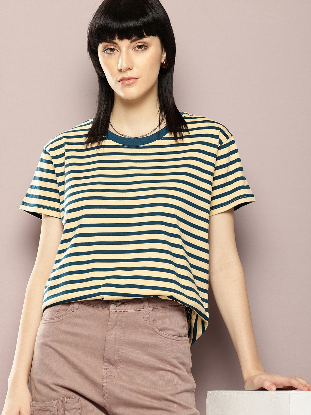 

Dillinger Women Yarn Dyed Boxy T Shirt, Yellow