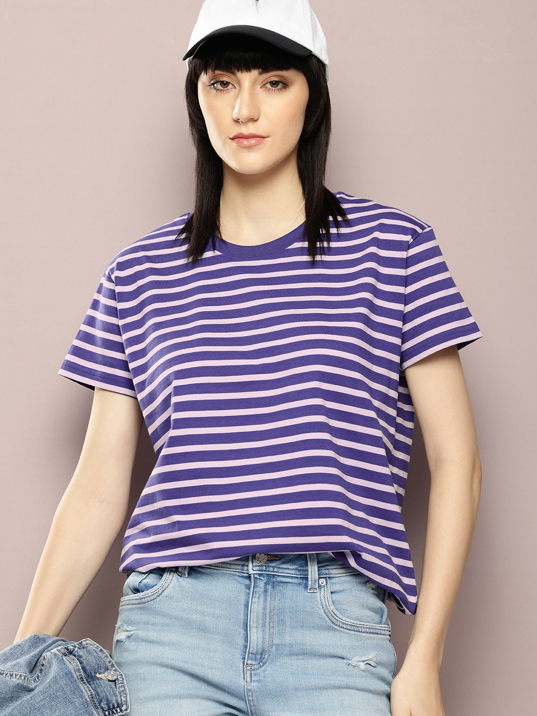 

Dillinger Women Yarn Dyed Boxy T Shirt, Navy blue