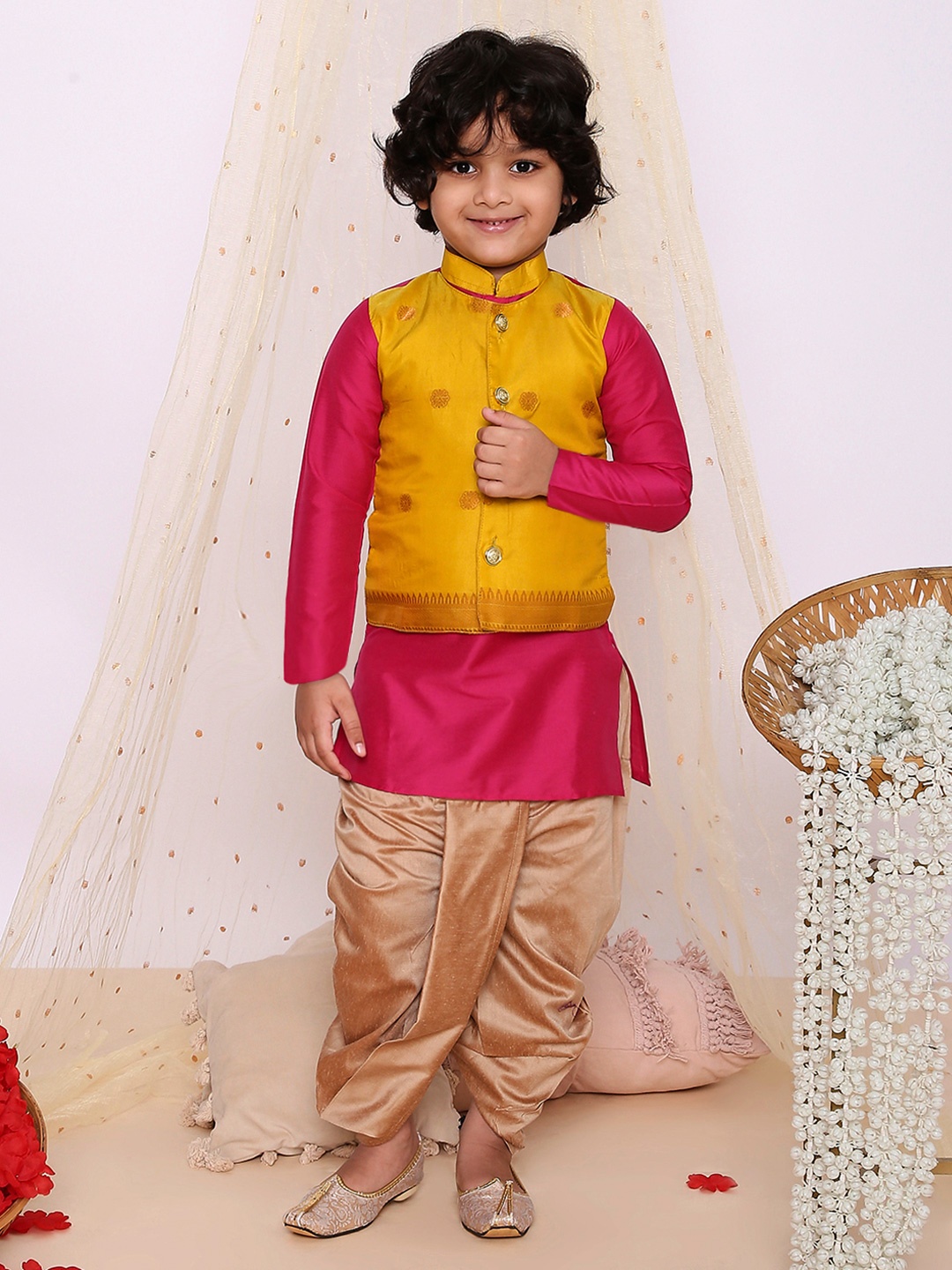 

KID1 Boys Regular Kurta with Dhoti Pants, Yellow