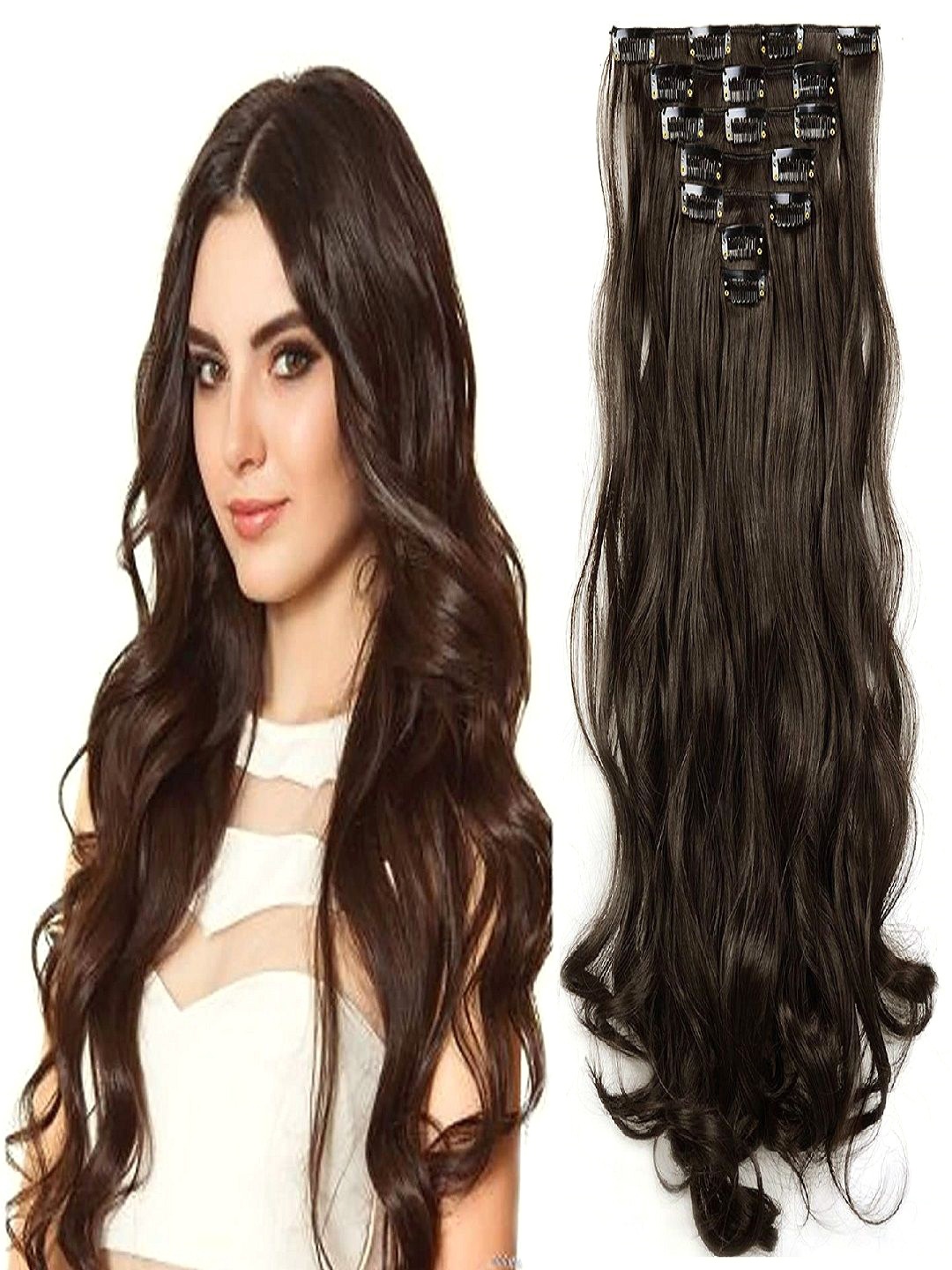 

MoonEyes 16 Clips Curly Hair Extension - Natural Brown