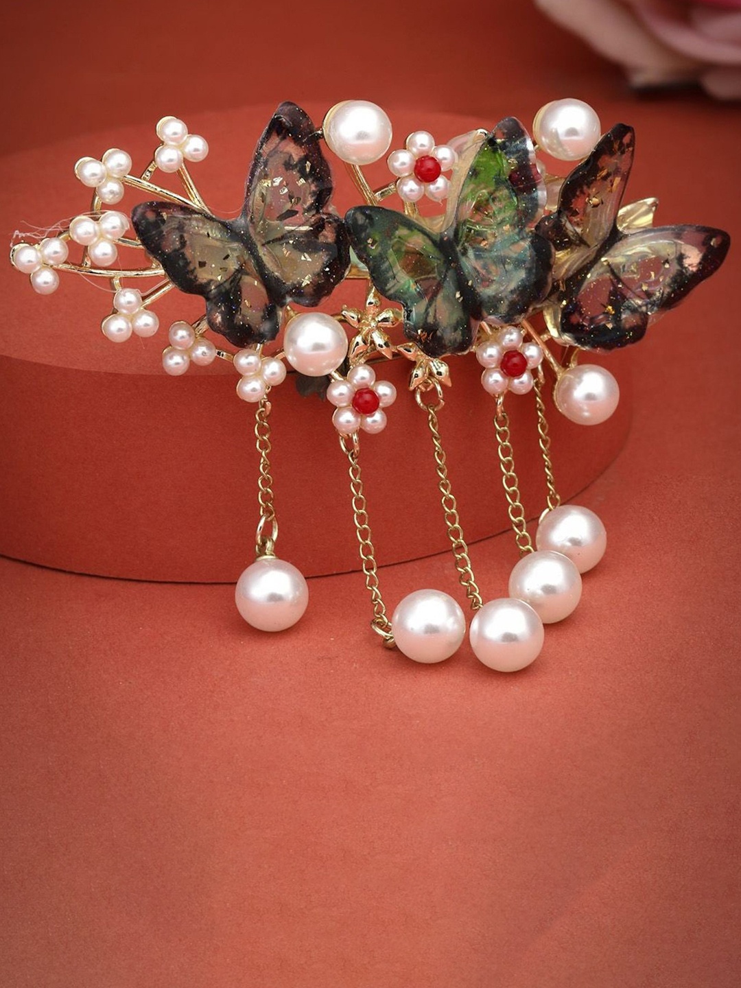 

MANSIYAORANGE Women Embellished French Barrette, Green