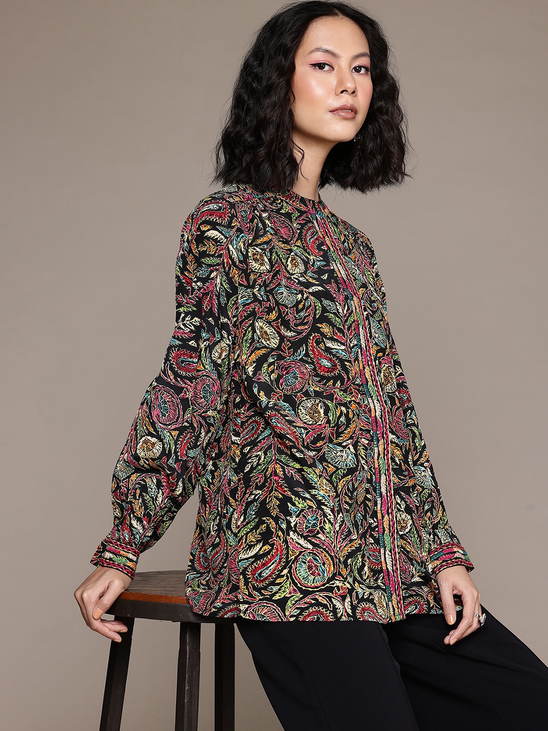 

Ritu Kumar Floral Printed Casual Shirt, Black