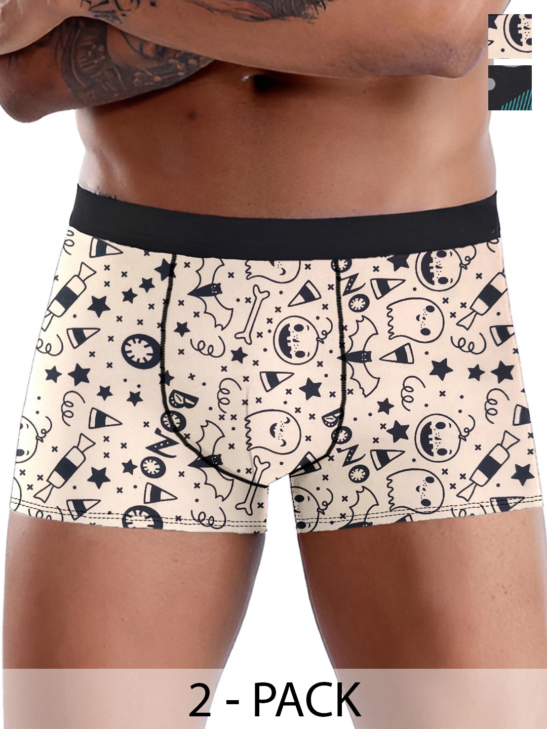 

DISPENSER Men Pack Of 2 Printed TrunksV10-C2-C10-DG-Printed-M, Beige