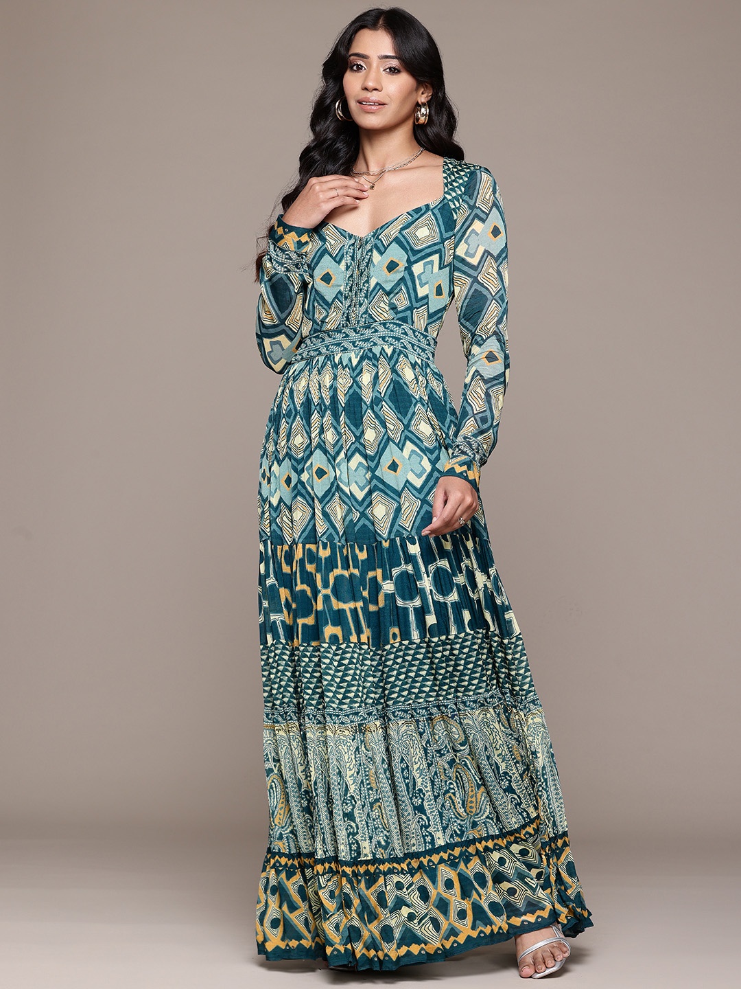 

Ritu Kumar Print A-Line Maxi Dress, Blue