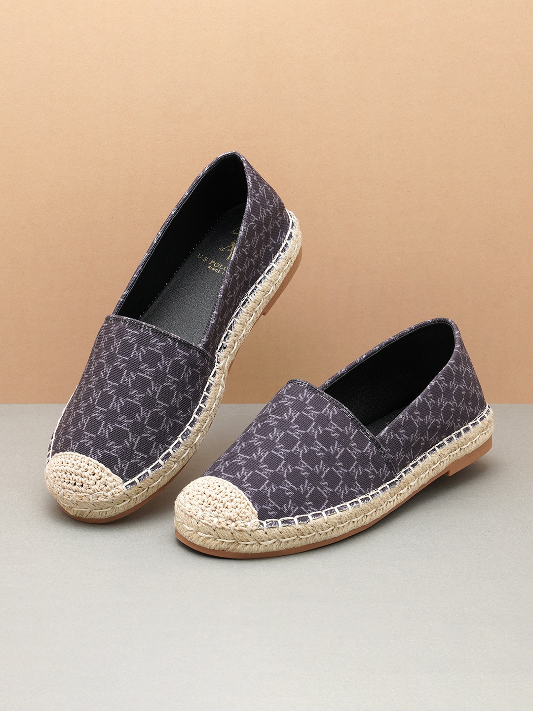 

U.S. Polo Assn. ROSA Women Printed PU Slip-On Espadrilles, Grey