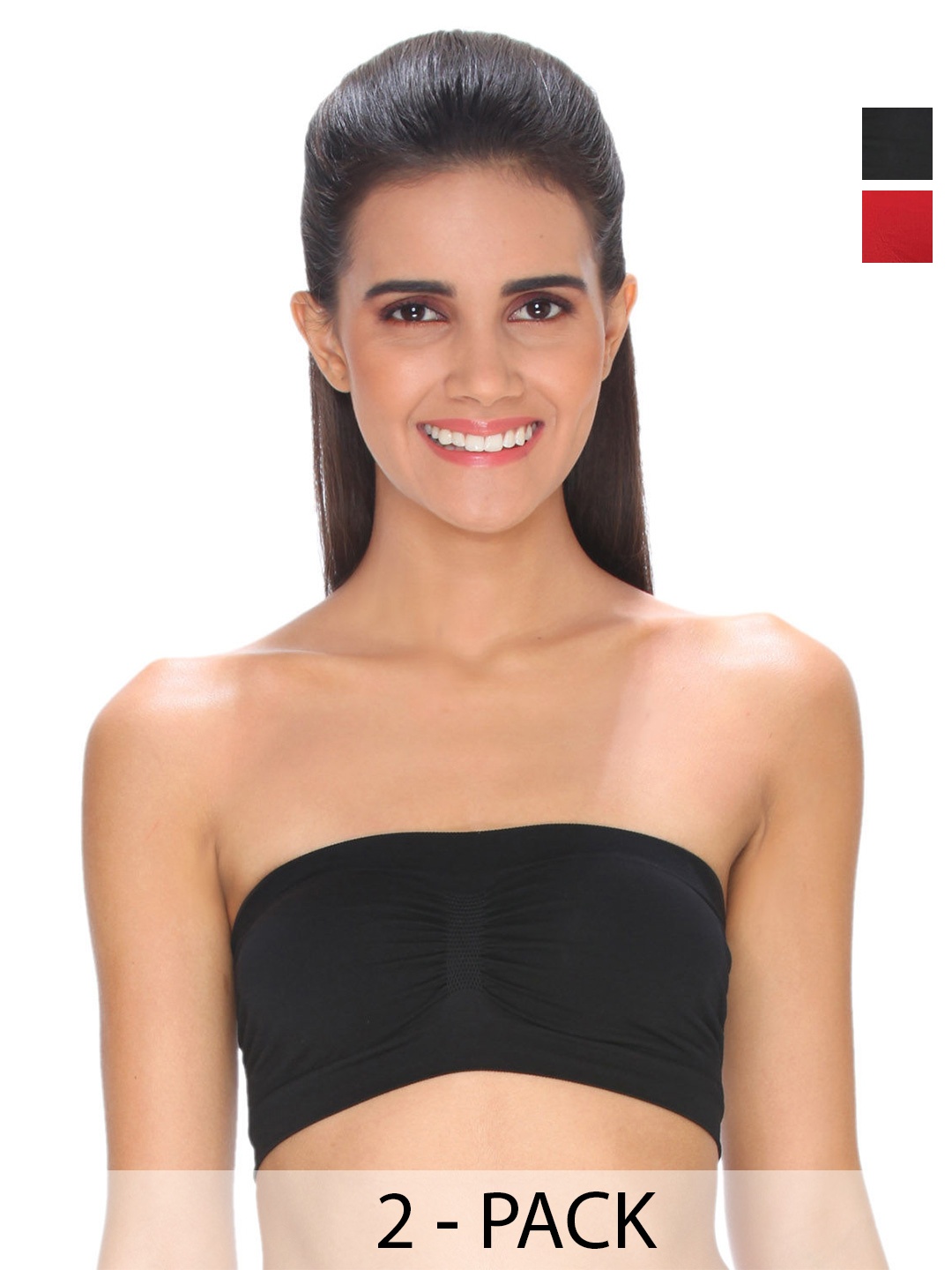

ComfyStyle Bra Full Coverage P2_TUBE_BLK_RED_26, Black