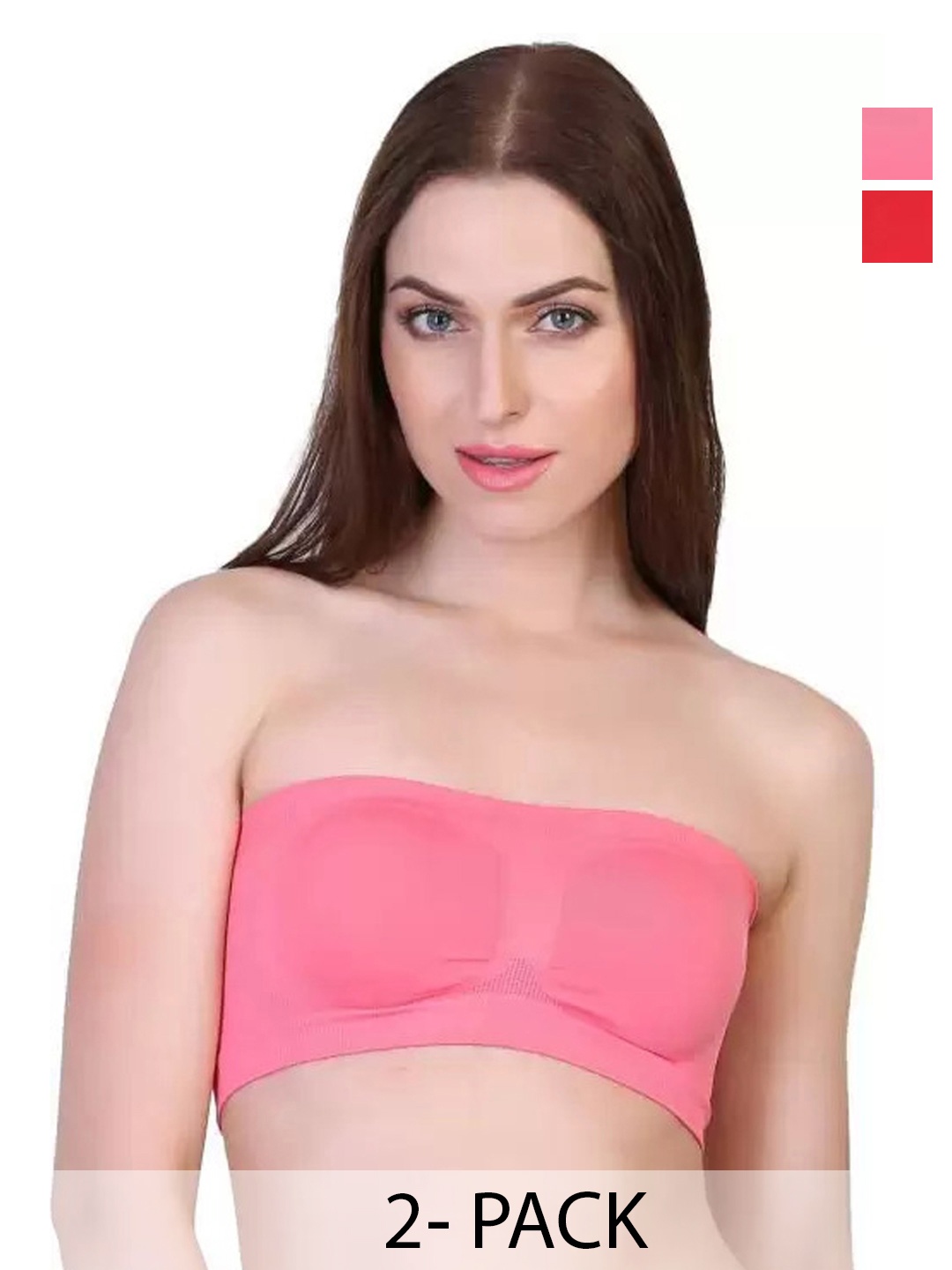 

ComfyStyle Women Pack Of 2 Non Padded Bra Full Coverage, Pink