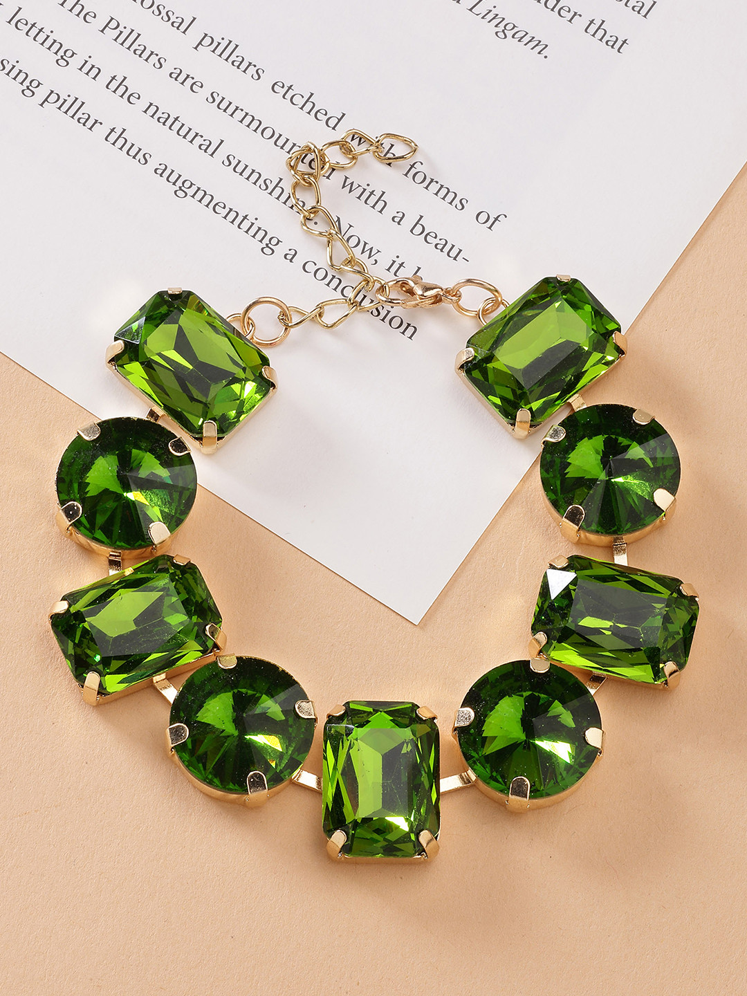 

Bohey by KARATCART Women Cubic Zirconia Gold-Plated Link Bracelet