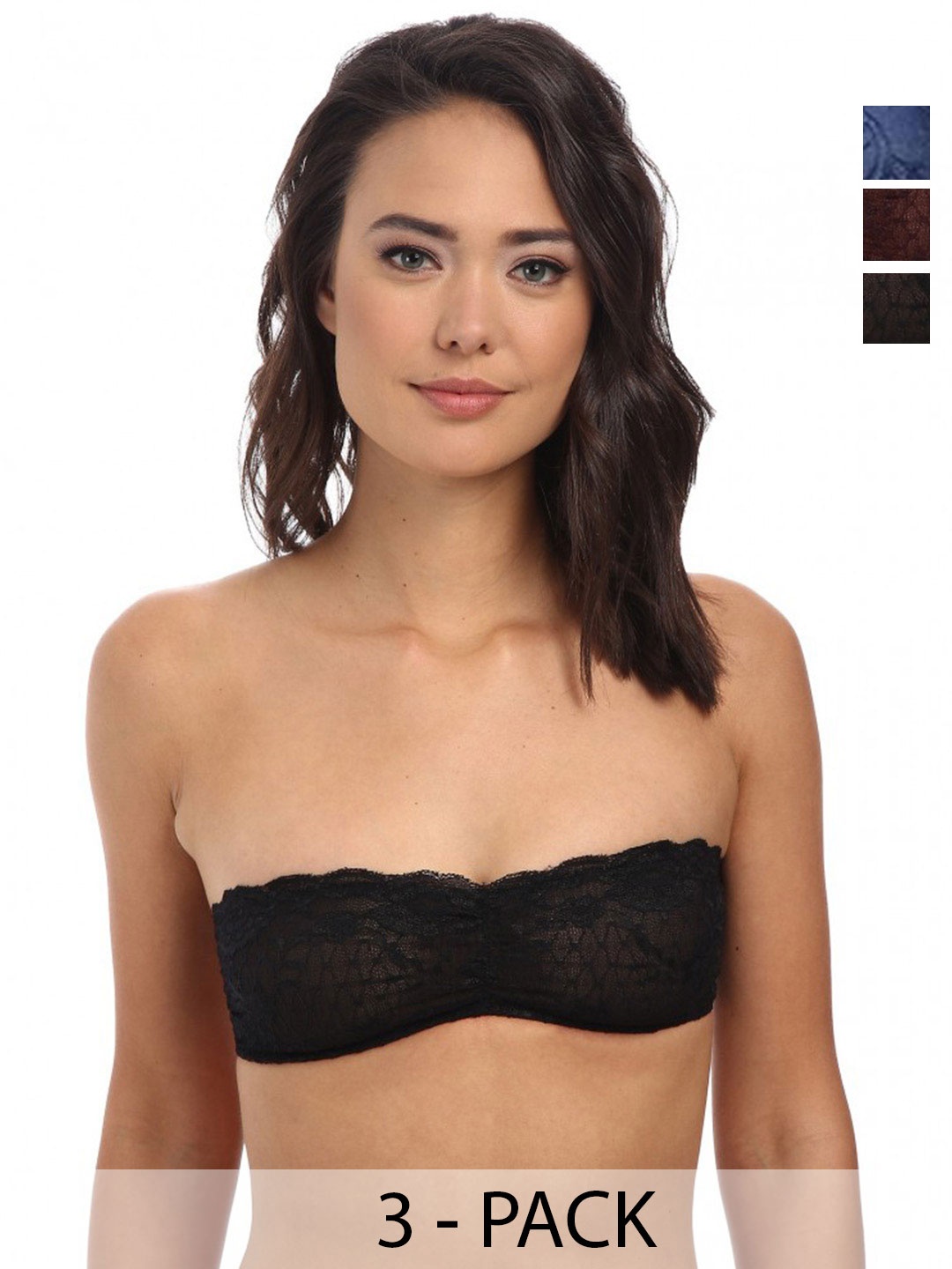 

ComfyStyle Pack Of 3 Full Coverage Non Padded Bandeau Bra, Black