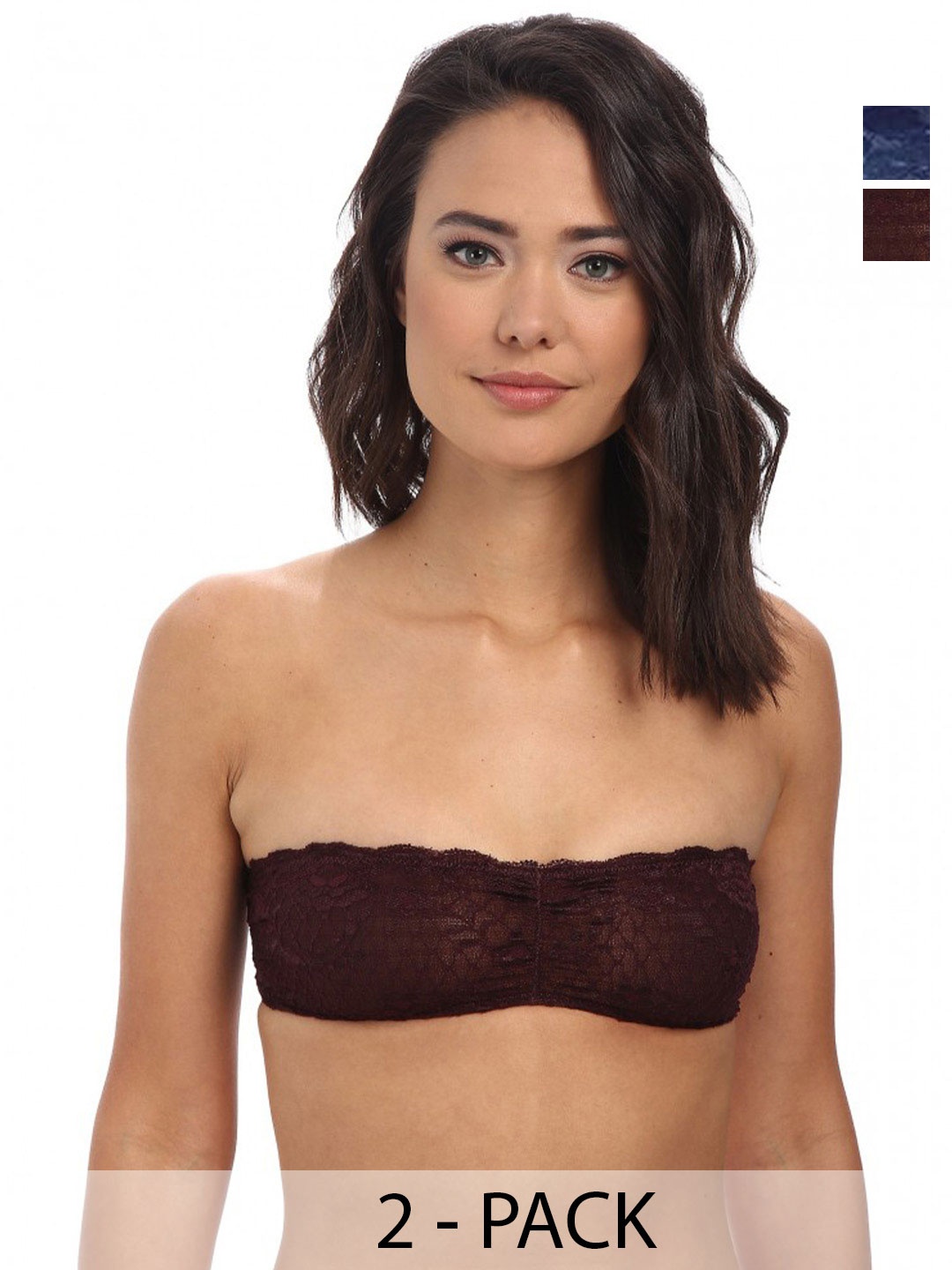 

ComfyStyle Pack Of 2 Bandeau Strapless Full Coverage Bra, Blue