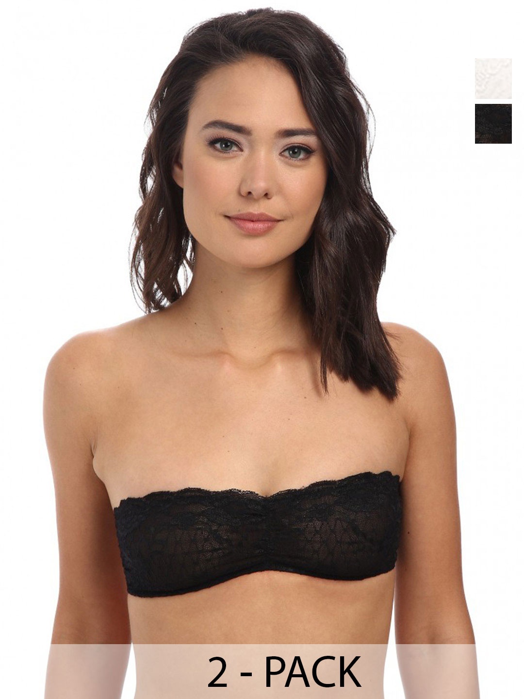 

ComfyStyle Pack Of 2 Full Coverage Non Padded Bandeau Bra, Black
