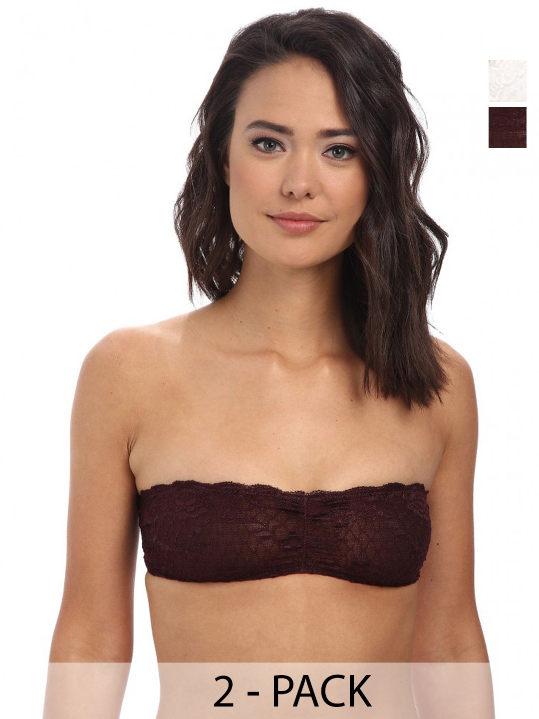 

ComfyStyle Floral Pack Of 2 Full Coverage Non Padded Non-Wired Bandeau Bra, Maroon