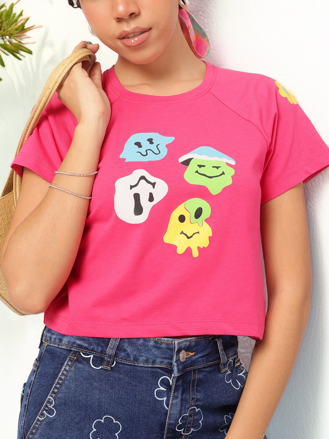 

DressBerry Cozy Couture Quirky Printed Tee, Pink