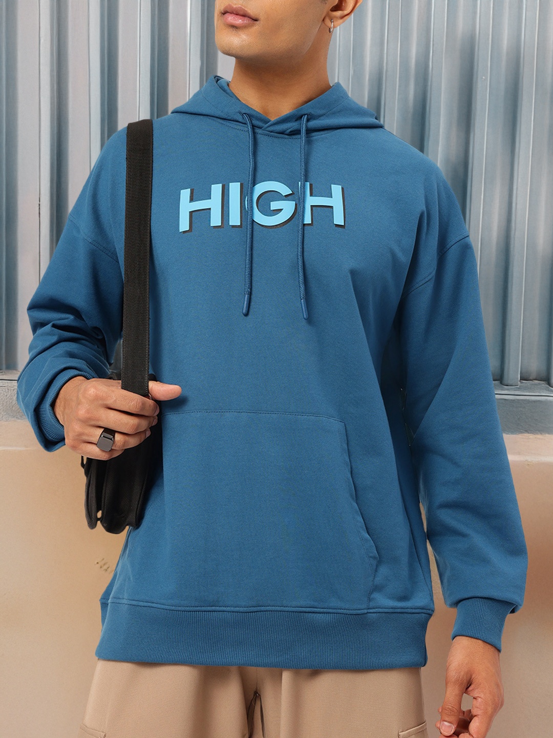 Kook N Keech Streetwise Stitch Hooded Oversized Sweatshirt, Teal