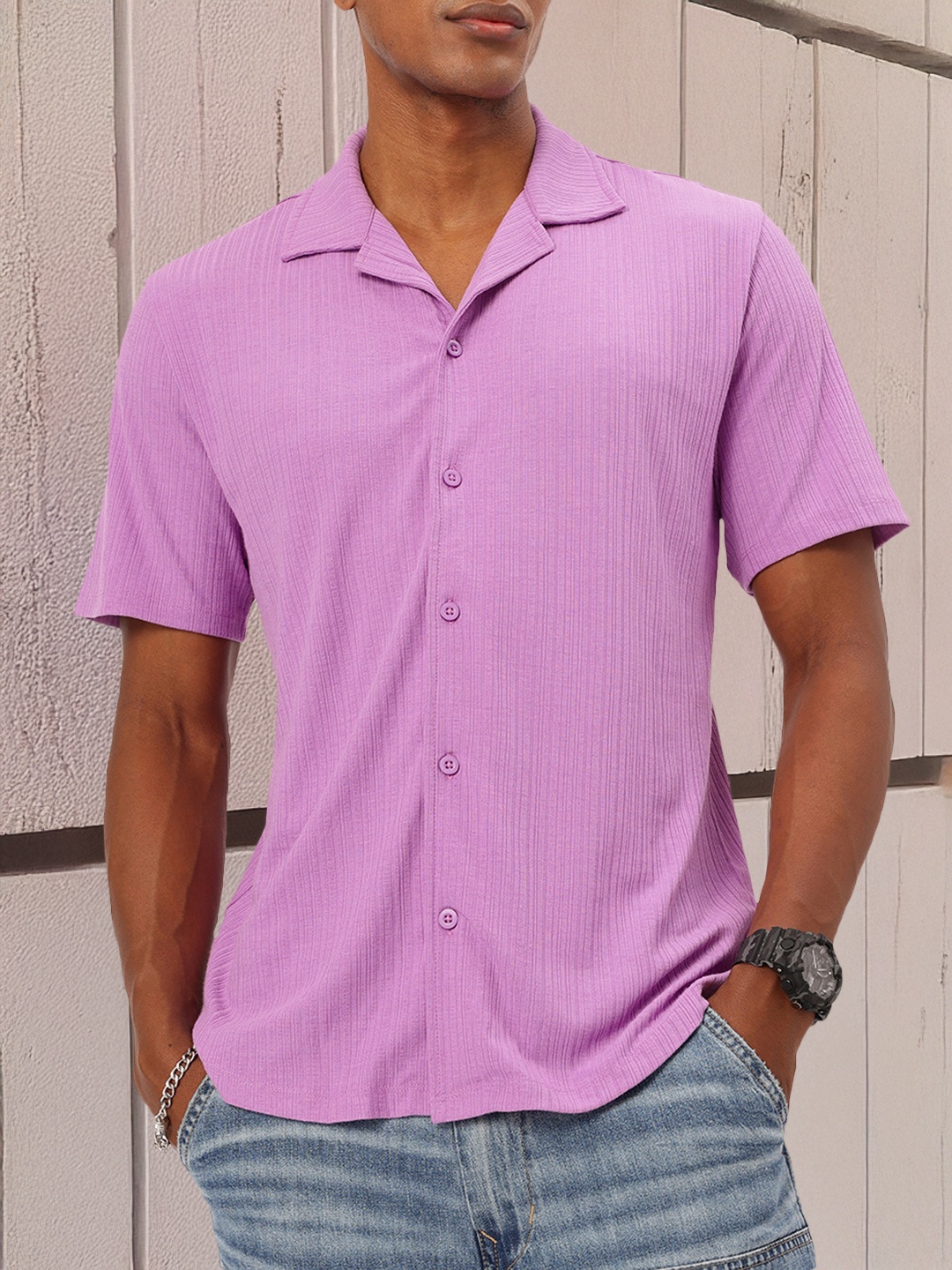 

Kook N Keech Elegant Affair Ribbed Shirt, Purple