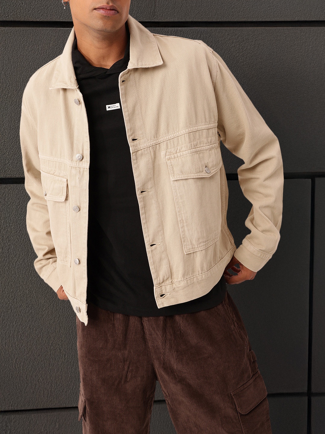 

Kook N Keech Urban Explorer Relaxed Fit Denim Truckers Jacket, Beige