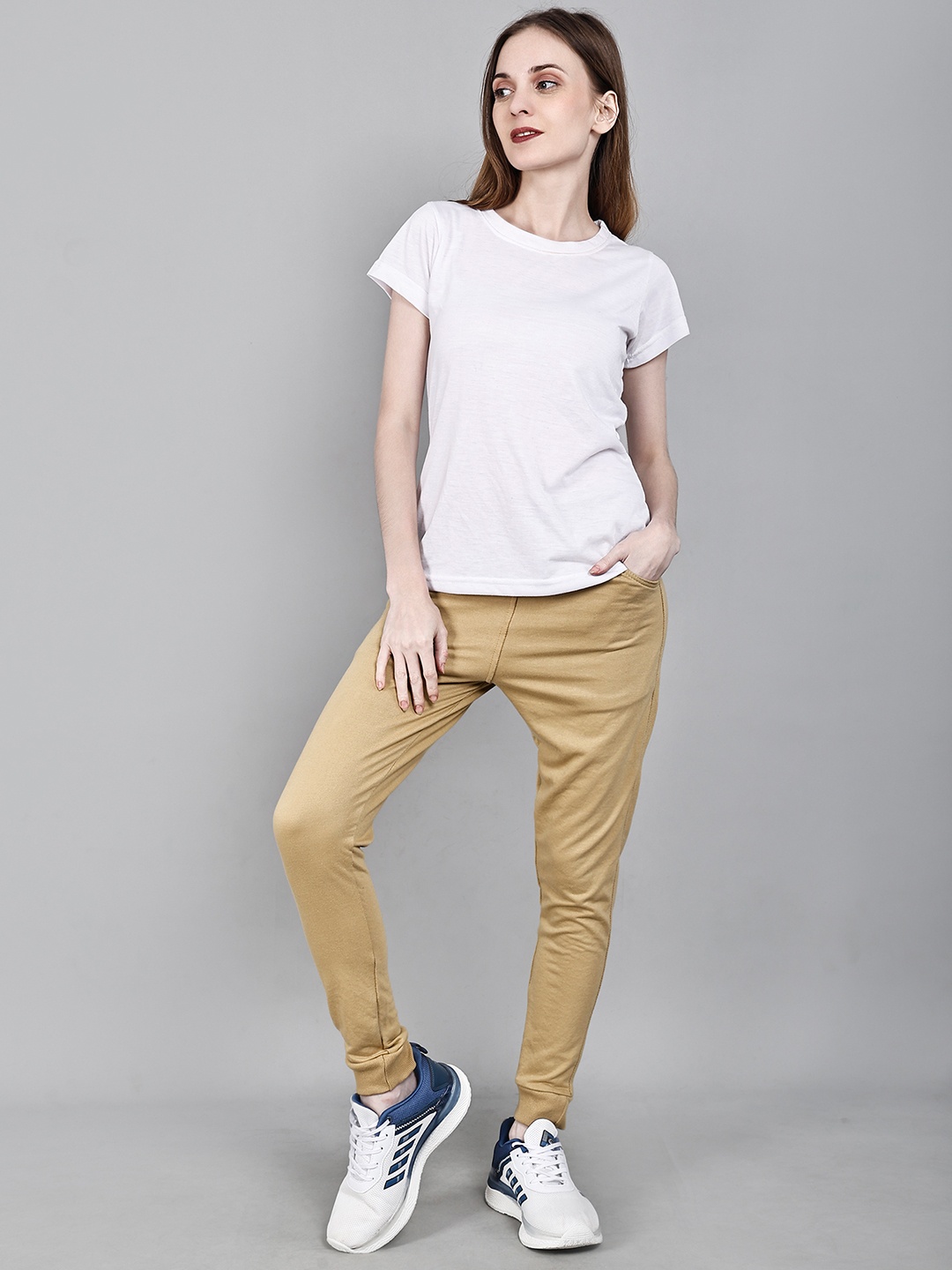 

DYWER Women Cotton Mid-Rise Joggers, Grey
