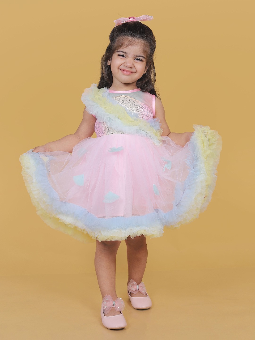 

BAESD Girls Net Fit & Flare Dress, Pink