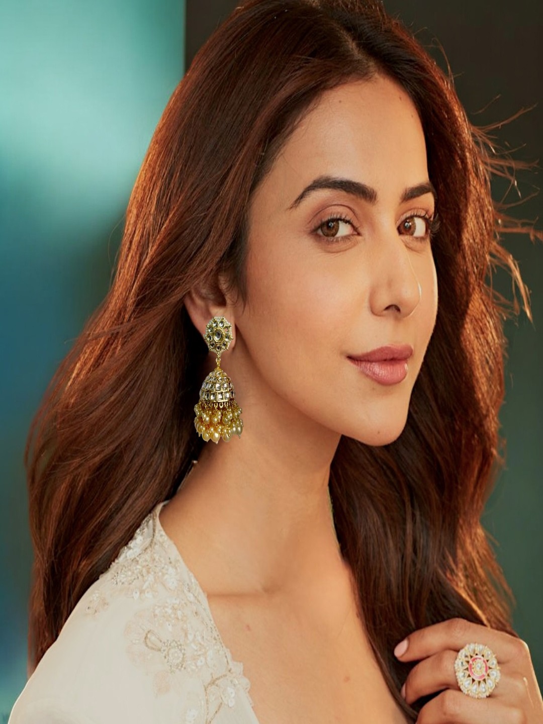 

AccessHer Kundan Jhumki Earrings, White