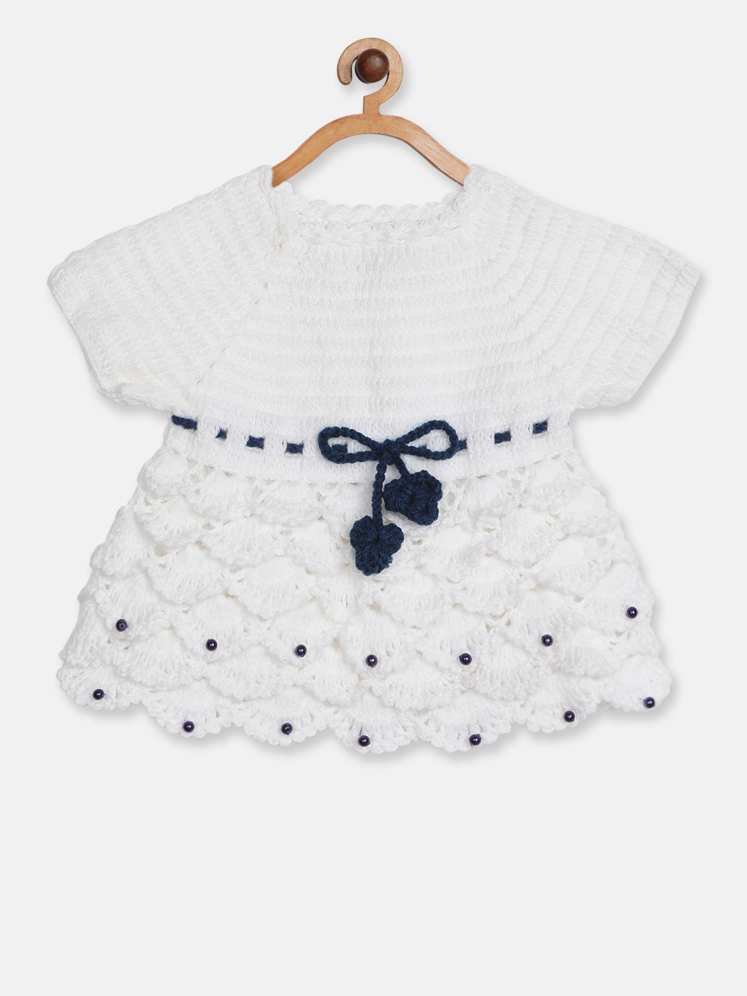 

CHUTPUT Girls Pure Wool A-Line Dress, White