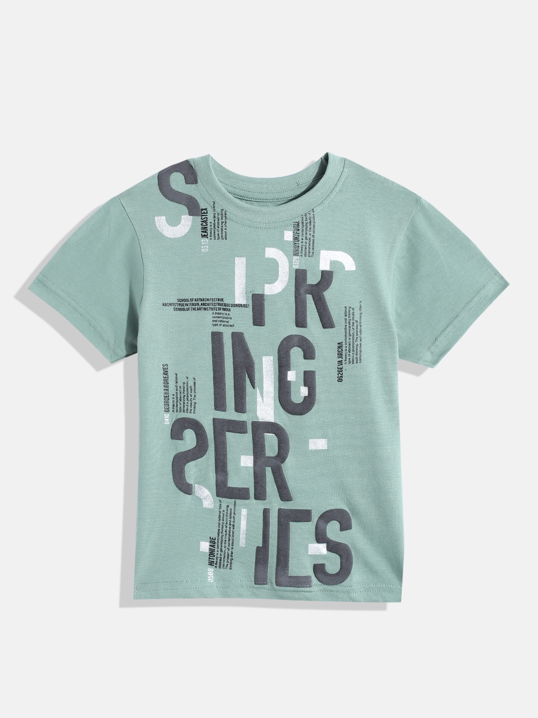 

Eteenz Boys Typography Printed Pure Cotton T-shirt, Green