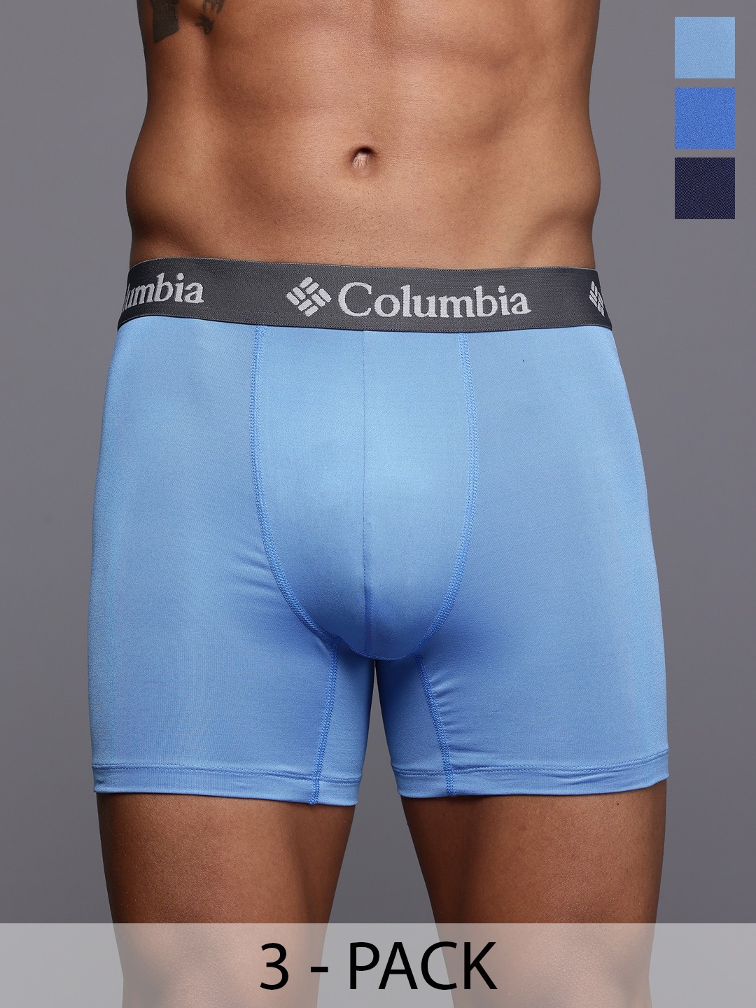 

Columbia Men Pack of 3 Multi Polyester Stretch Solid Boxer Brief, Blue
