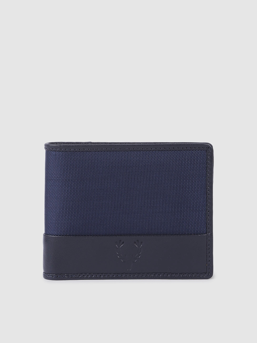 

Allen Solly Men Geometric Textured Leather Two Fold Wallet, Blue