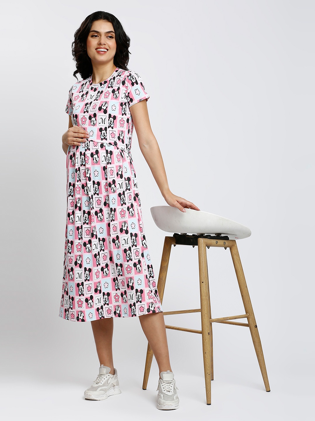 

True Shape Floral Print Maternity Fit & Flare Midi Dress, Pink