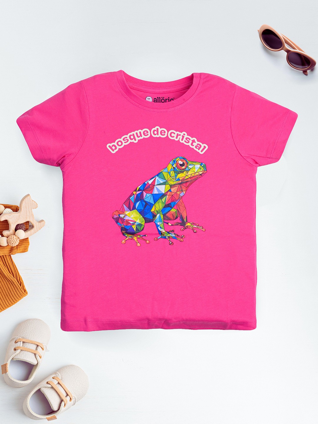 

allorio kids Girls Graphic Printed Round Neck Pure Cotton T-Shirt, Pink
