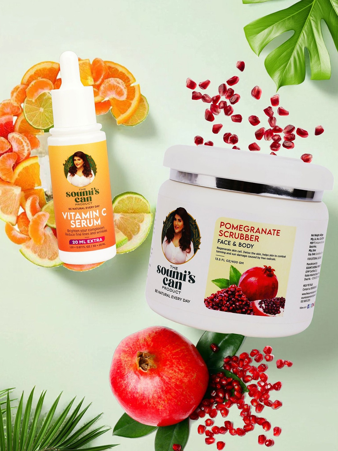 

THE SOUMI'S CAN PRODUCT Pomegranate Scrubber 400g& Vitamin C Serum - 50ml, Multi