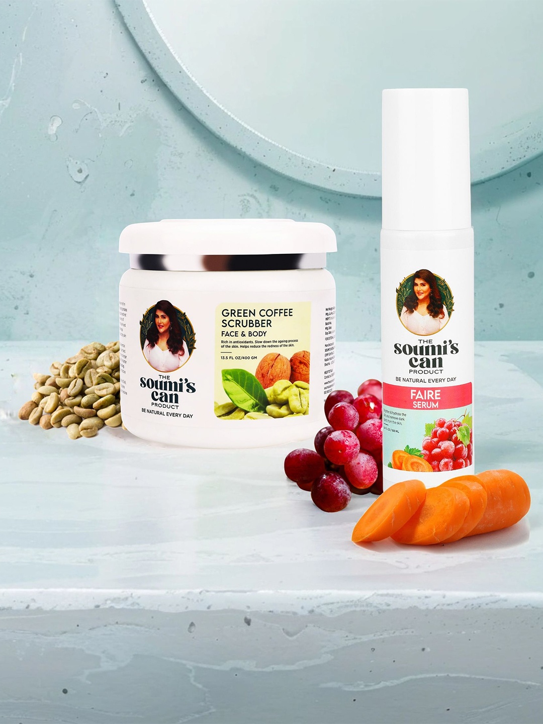 

THE SOUMI'S CAN PRODUCT Green Coffee Scrubber & Faire Serum, White