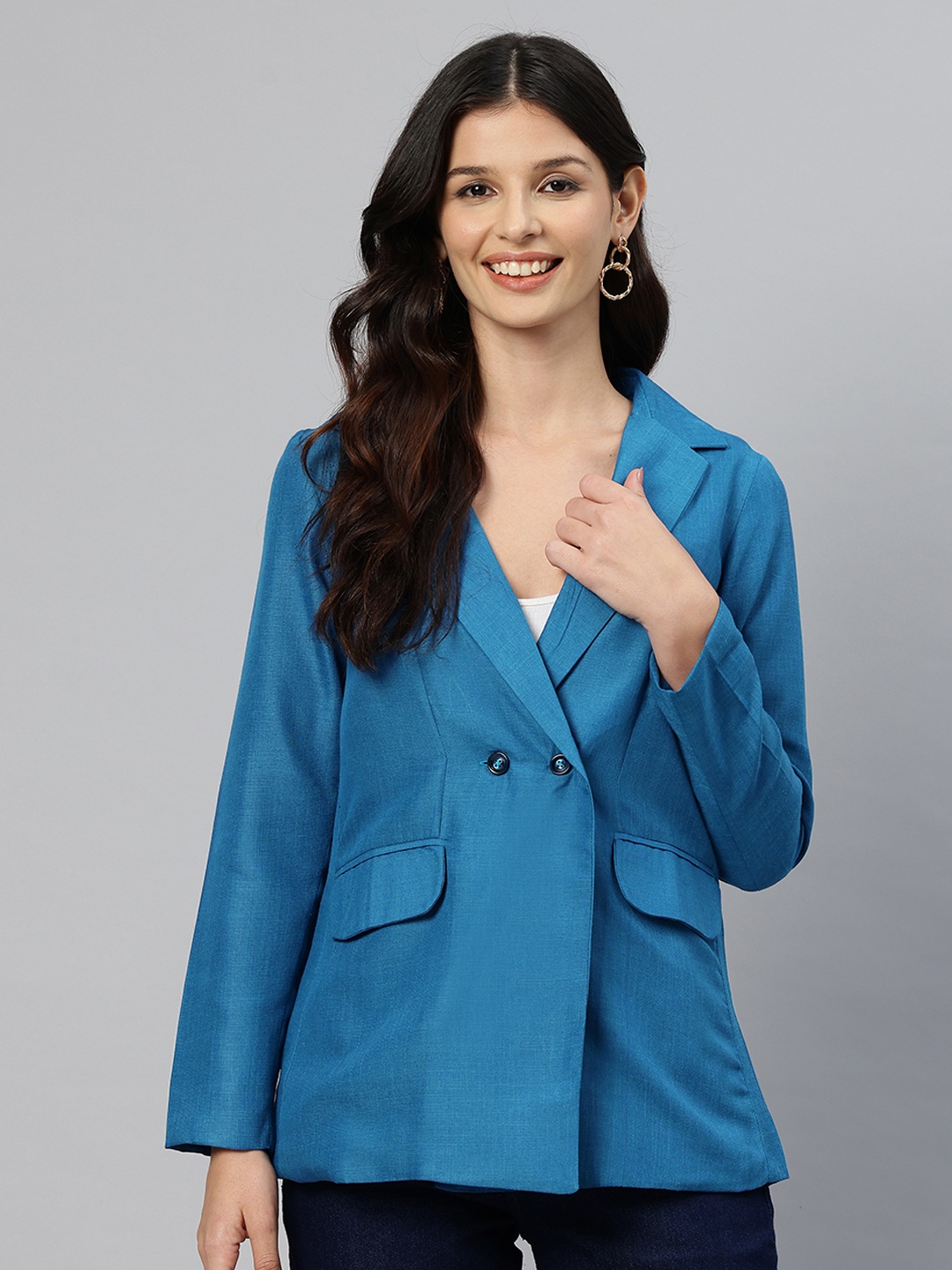 

Cottinfab Double-Breasted Casual Blazer, Blue